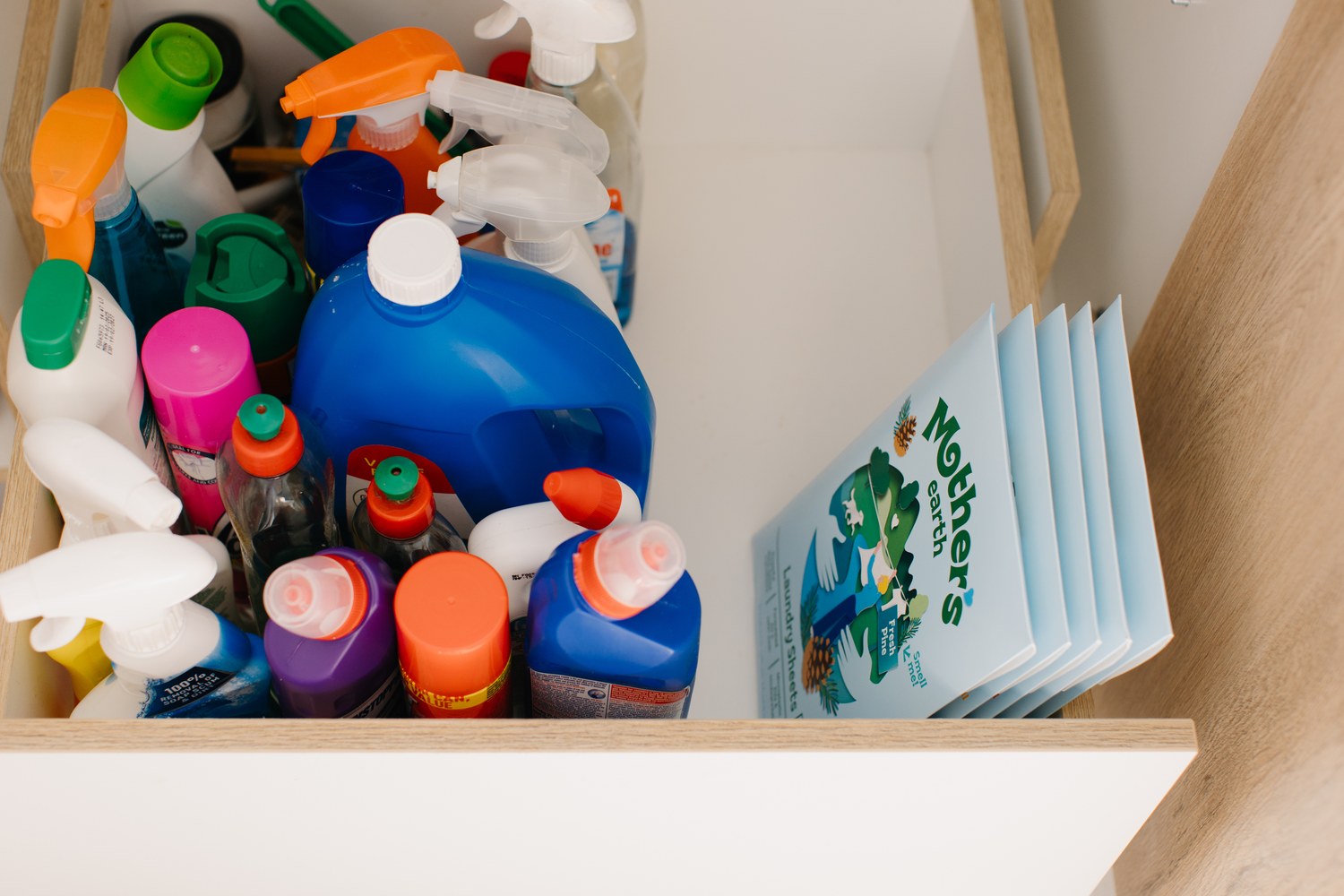 A cupboard of plastic bottles replaced by slim sheets