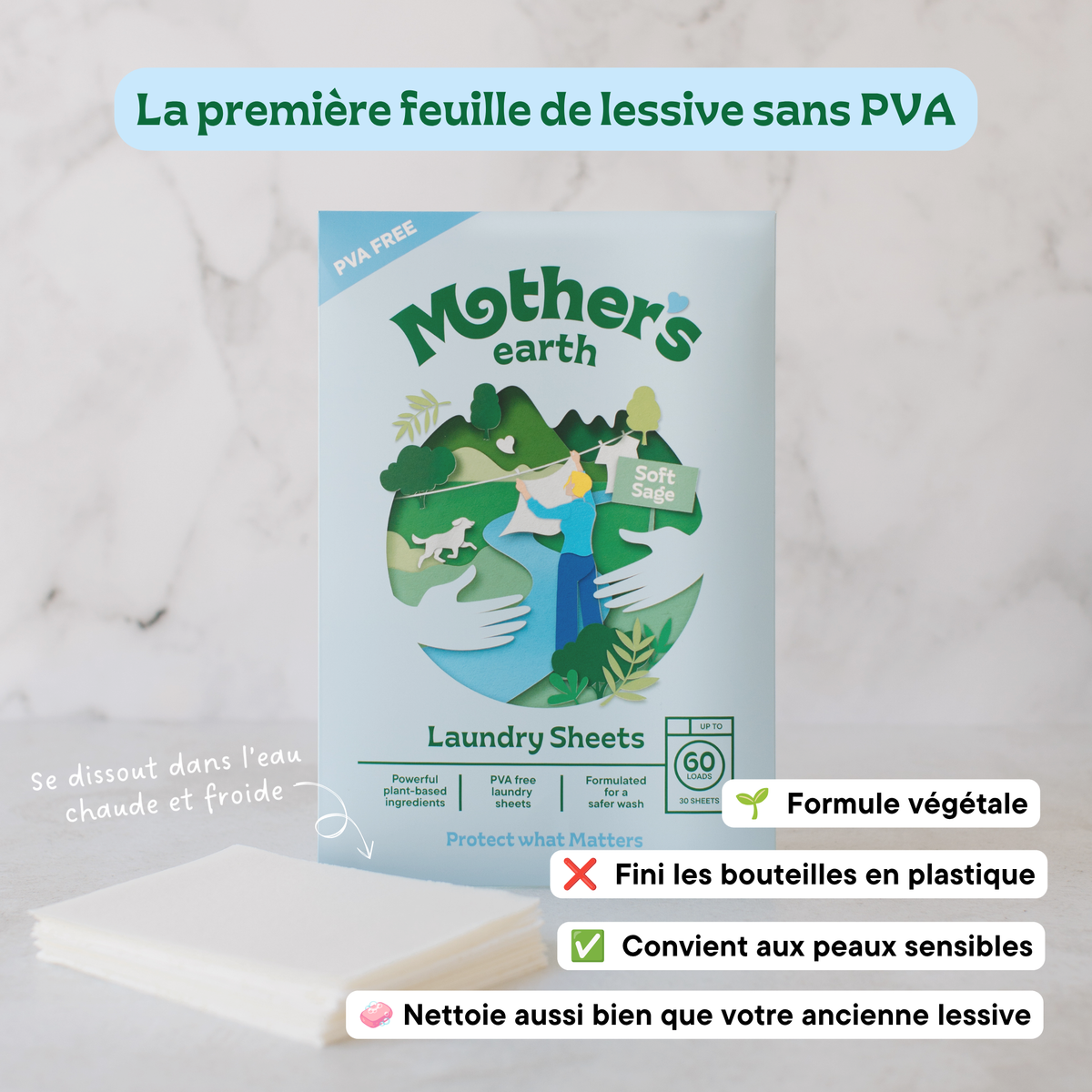 La première feuille de lessive sans PVA d'Europe