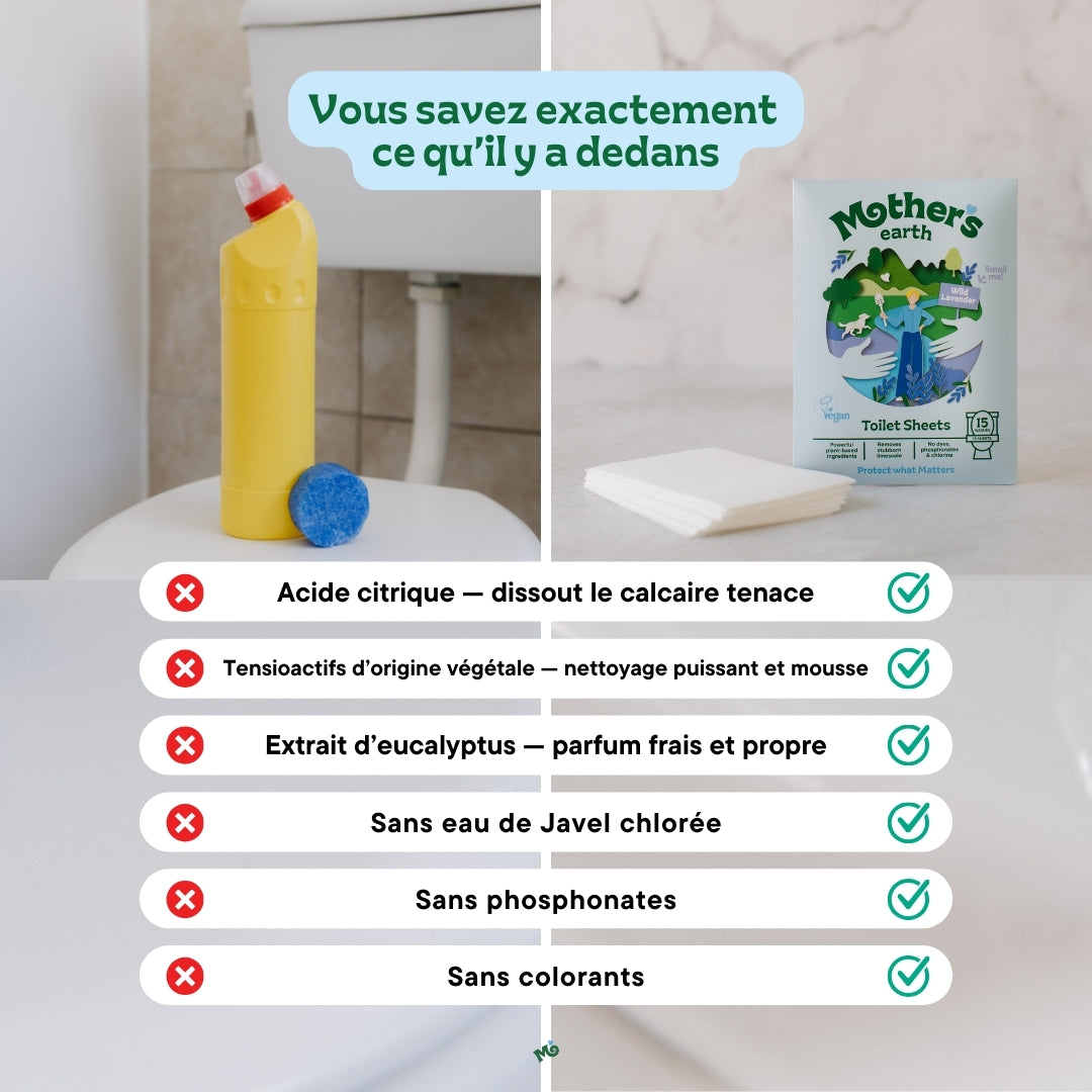 Feuilles Nettoyantes Toilettes 🧼